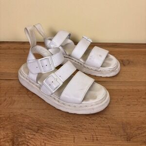 DR MARTENS Gryphon Leather Sandals White Women Size 6‎ Casual Gladiator Strappy